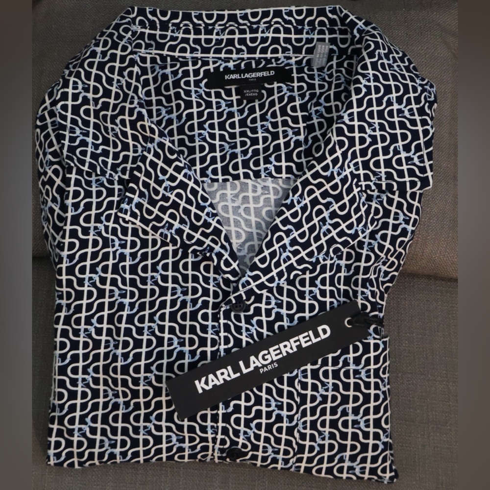 Karl Lagerfeld Navy Patterned Shirt